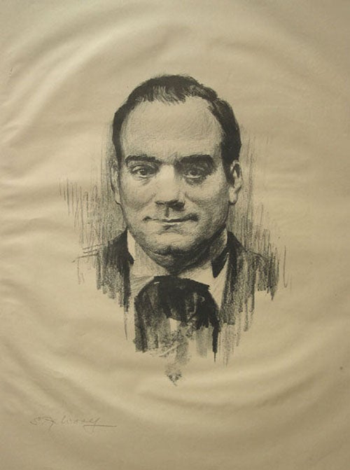 Enrico Caruso: Portrait lithograph, signed in margin in pencil, S.G. Woolf