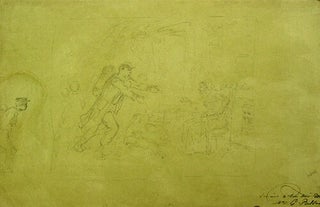 Item #41509 Pencil sketch: Depicting a soldier rushing into the arms of a seated woman. Joseph...