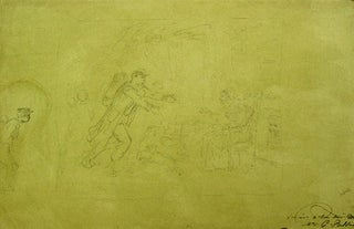 Item #41509 Pencil sketch: Depicting a soldier rushing into the arms of a seated woman. Joseph...