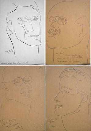 Item #62823 22 Pencil Portrait Drawings & 16 pen and ink Portrait drawings on heavier stock of...