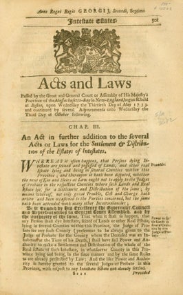 Item #10068 Acts and Laws, May 30-October 3, 1733, Massachusetts Colony Session Laws