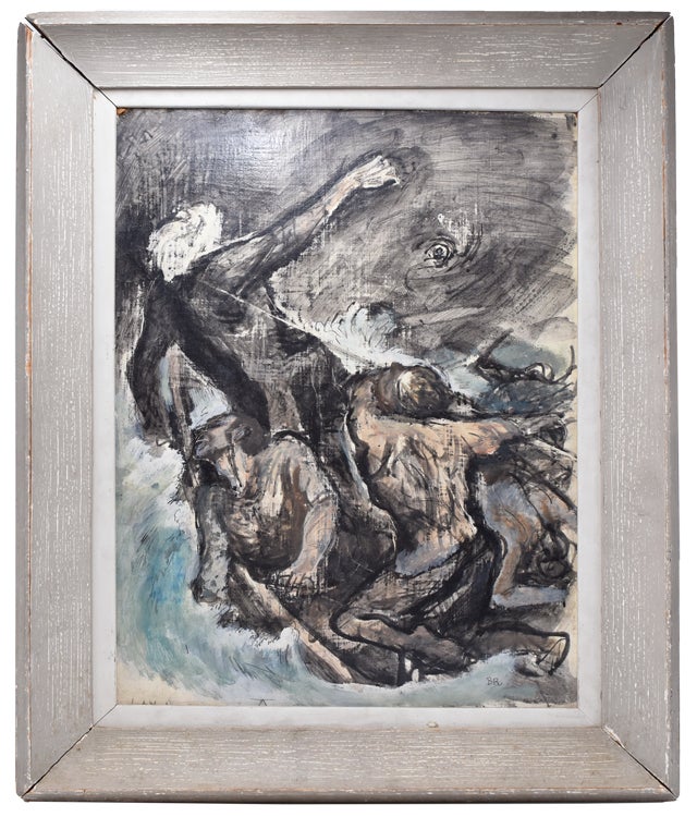 Original gouache of “Caught in the Line” from Herman Melville’s Moby Dick, published by the Limited Editions Club