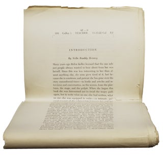 Item #11923 Publisher's galleys for Keller's book “Teacher: Anne Sullivan Macy”. Helen Keller