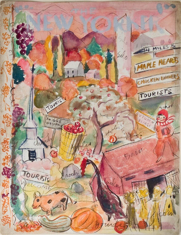 Fine pencil, ink and watercolor design for a New Yorker cover