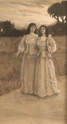 Item #13228 “The two girls went down through the field”. C. V. Harcourt, fl. 1900s
