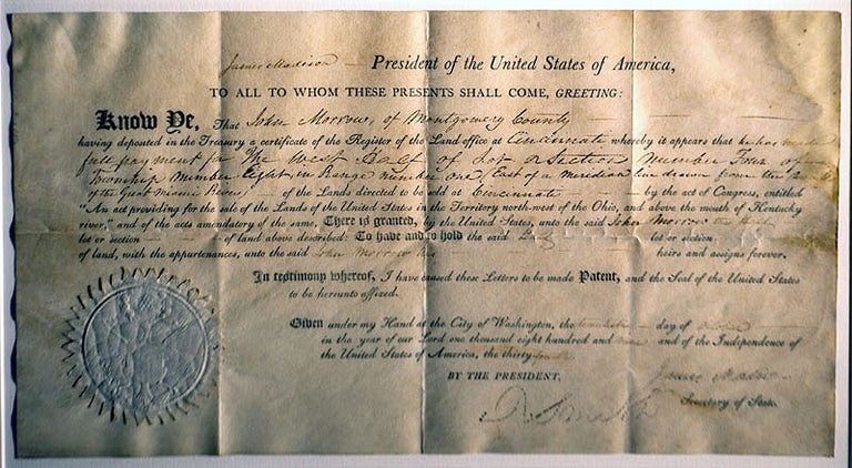 Item #13282 Engraved Document signed twice, on vellum. James Madison.