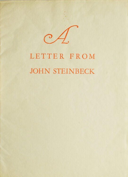 A Letter from John Steinbeck