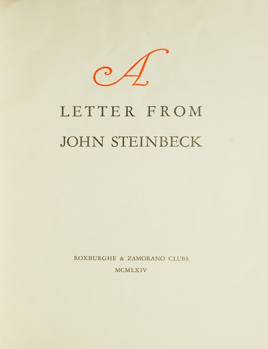 A Letter from John Steinbeck