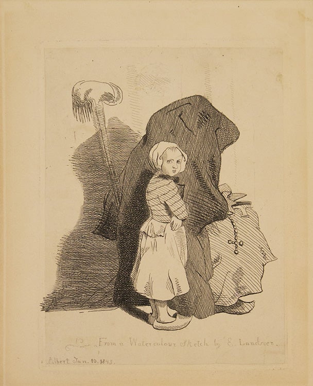 “A nun and a small peasant girl” entitled "From a Watercolour Sketch by E. Landseer"