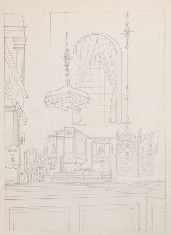 Old North Church: THE ORIGINAL DRAWING, pencil on board, for this famous 1976 lithograph (Stuckey 366)
