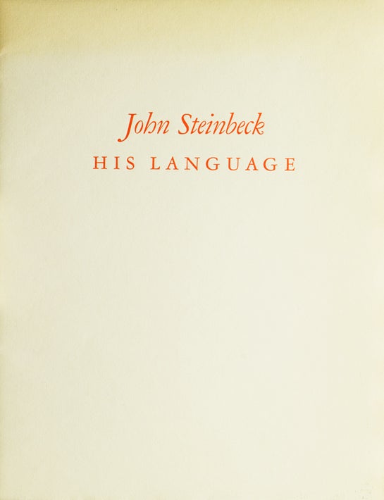 John Steinbeck His Language