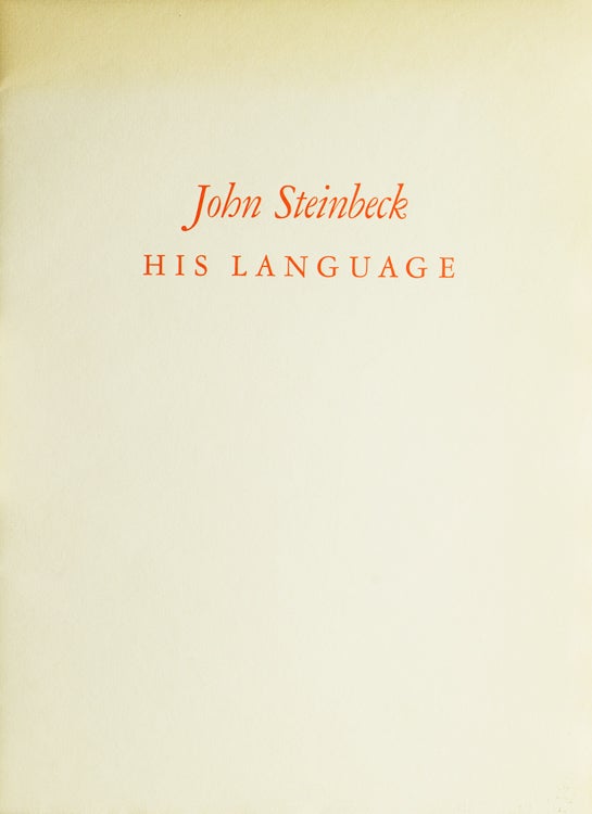 John Steinbeck His Language
