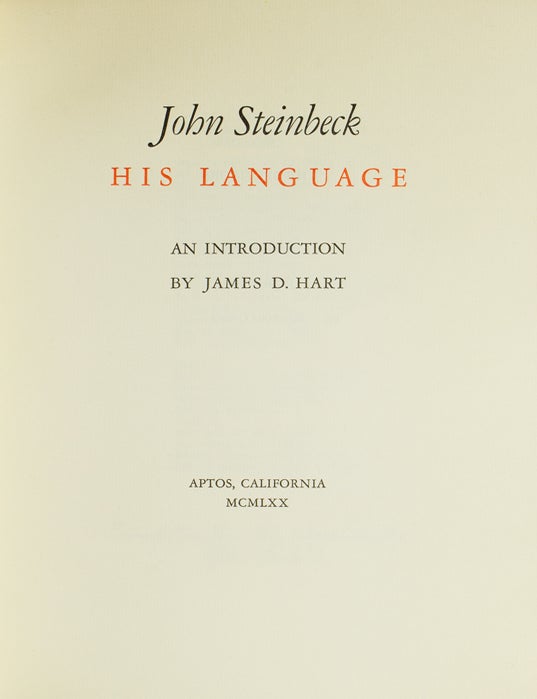 John Steinbeck His Language