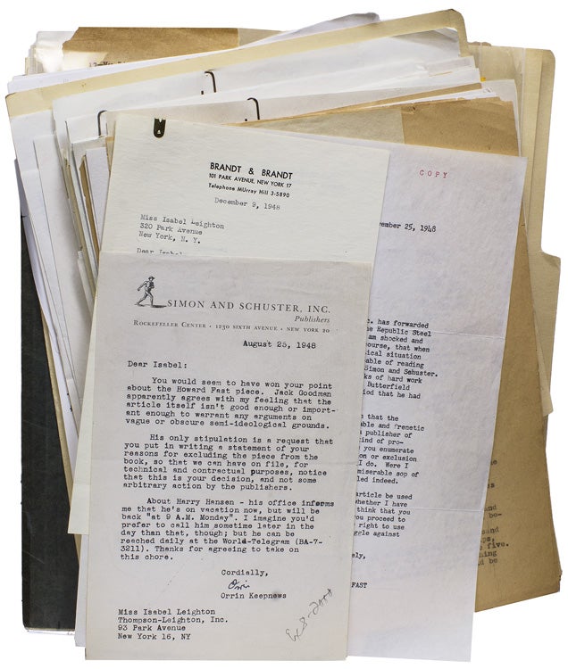 Archive of her book, The Aspirin Age, consisting of first editions in English, Chinese and Japanese, photographs and promotional material, and approximately 50 letters from authors appearing in the book and others involved in its production