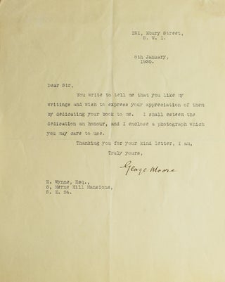 Item #16827 Typed letter, signed “George Moore,” one page. George Moore