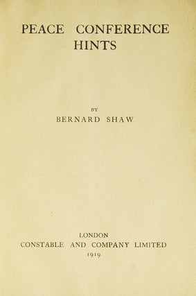 Item #16859 Peace Conference Hints. George Bernard Shaw