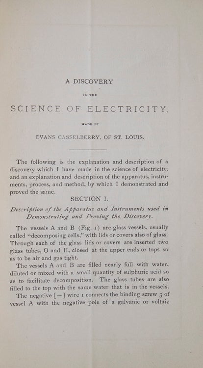 A Discovery in the Science of Electricity