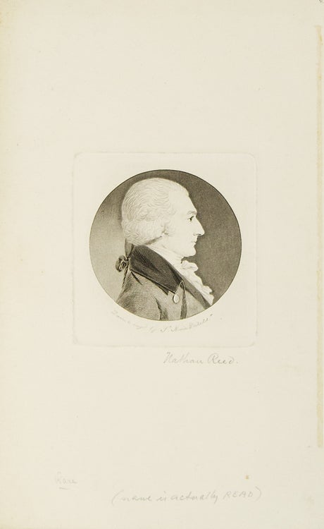 Nathan Read: profile portrait, captioned “Drawn & engrd by St. Memin Philadel.”