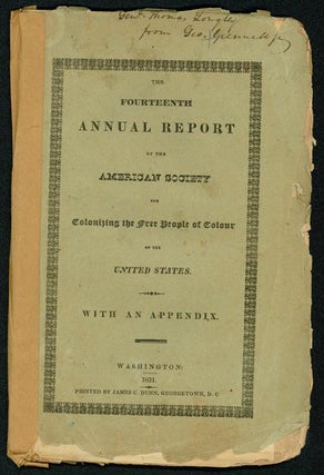 Item #17910 The Fourteenth Annual Report of the American Society for the Colonizing the Free...