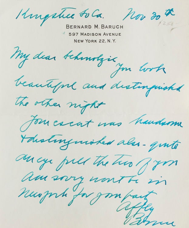 Autograph letter signed “Bernie,” one page