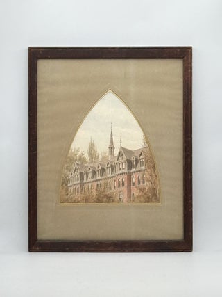 Item #18204 Architectural rendering in watercolors of a wing of a Victorian gabled brick...