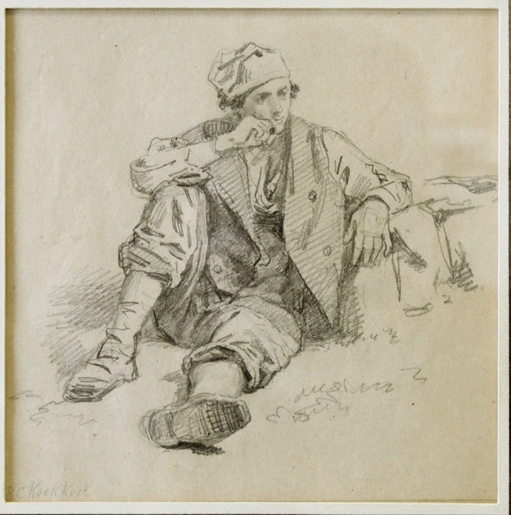 Seated Peasant: pencil on paper, signature at lower left, “B C Koek Koek in another hand