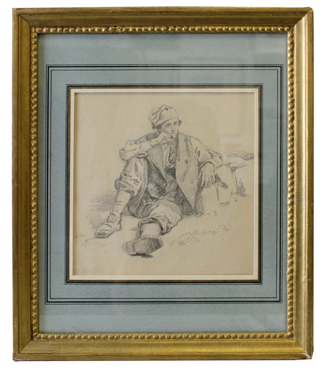 Seated Peasant: pencil on paper, signature at lower left, “B C Koek Koek in another hand