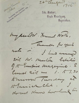 Item #18363 Autograph Letter Signed (“Harry Furniss”) to Drexel North. Harry Furniss