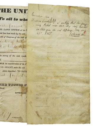 Item #18364 Printed Federal Land grant, accomplished for Thomas Dunford of Madison County,...