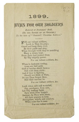 Item #18471 Hymn for Our Soldiers (By the Sister of an Officer) To the Tune of “Onward!...