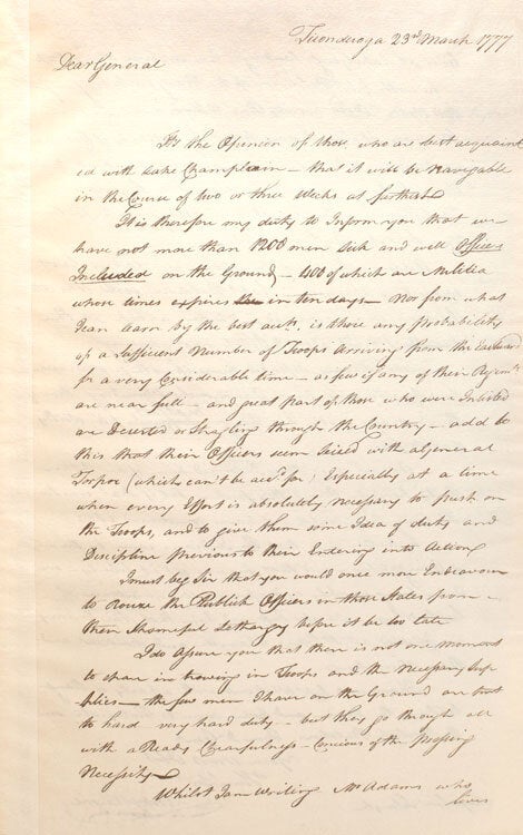 Two Letters: I. Anthony Wayne and Lake George. Letter from General Anthony Wayne to General Schuyler. Ticonderoga, March 23, 1777. II. Washington's Announcement of Arnold's Treason. Letter from George Washington to the Judge Advocate General September 26, 1780