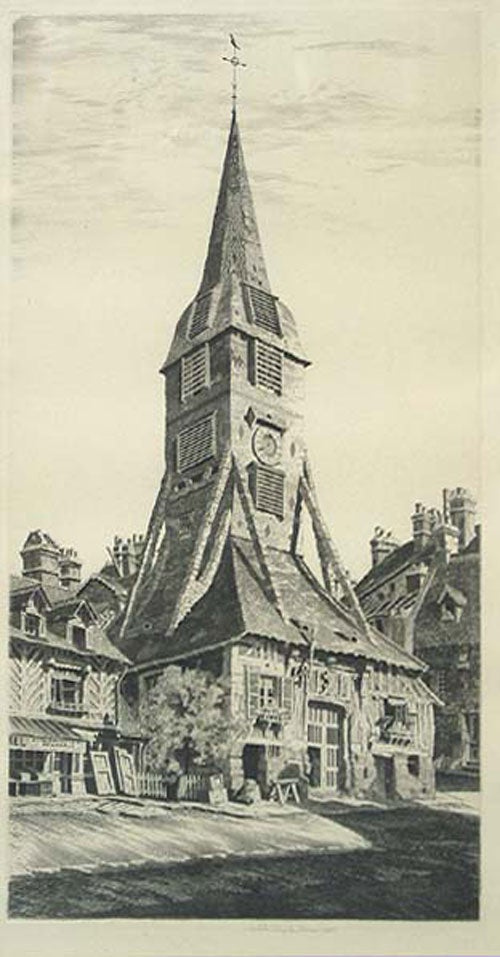 Item #210687 Etching: 'saint Catherine's Belfry, Honfleur" John Taylor Arms, American.