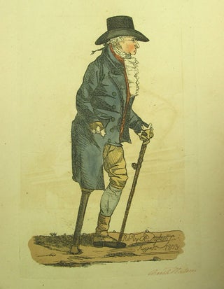 Item #211597 Hand-colored engraved caricature: Depicting a man with a wooden leg. Robert Dighton, Jr