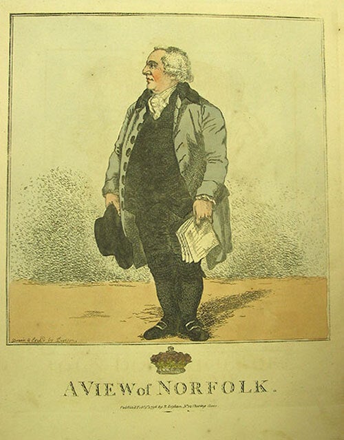 Hand-colored engraved caricature: “A View of Norfolk” - Robert Dighton ...