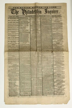 Item #212130 The Philadelphia Inquirer. The Nation Mourns Its Loss. Abraham Lincoln