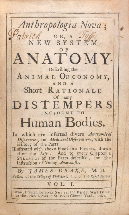 Anthropologia Nova; or, a New System of Anatomy Describing the Animal Oeconomy