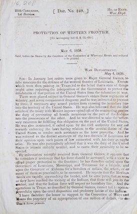 Item #212817 Protection Of Western Frontier: To Accompany Bill H. R. No. 610.Letters From Lewis...