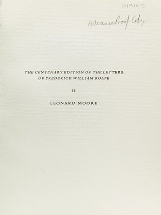 Item #214163 Letters to Leonard Moore. Edited and with an introduction by Cecil Woolf and Rabbi...