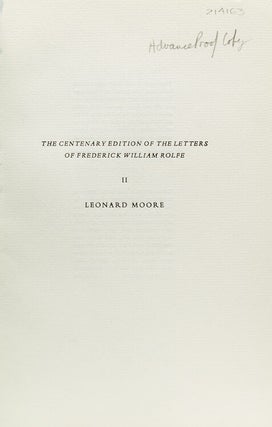 Item #214163 Letters to Leonard Moore. Edited and with an introduction by Cecil Woolf and Rabbi...