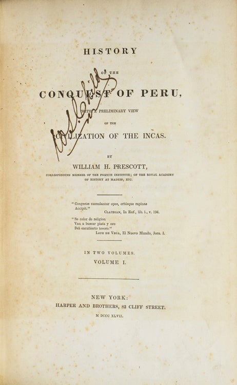 History of the Conquest of Peru, with a preliminary view of the Civilization of the Incas
