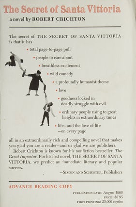Item #216204 The Secret of Santa Vittoria. Michael Crichton