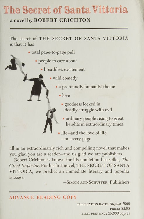 Item #216204 The Secret of Santa Vittoria. Michael Crichton.