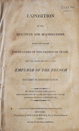 Item #216670 Exposition of the Prctices and Machinations which led to the Usurpation of the Crown...