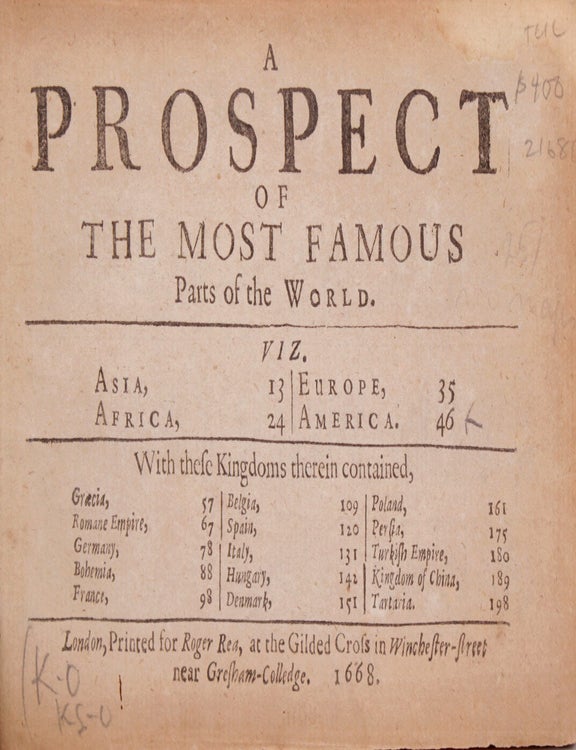 A Prospect of the Most Famous parts of the World. Viz. Asia, Africa, Europe, America&hellip;