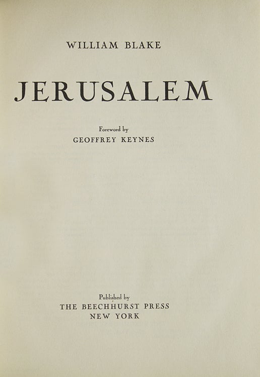 Jerusalem. Foreword by Geoffrey Keynes