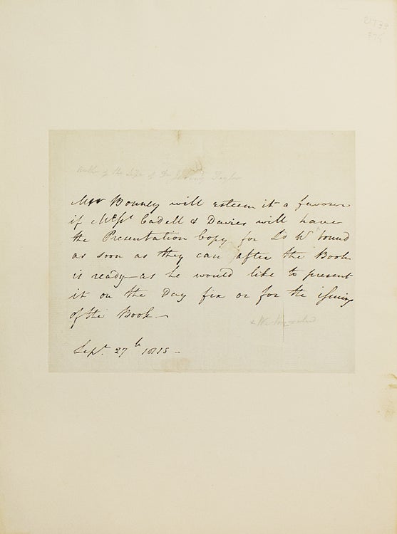 Autograph letter in the third person
