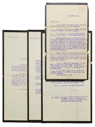 Item #217382 Four Typed Letters signed to an American translator, George Howe, regarding the...