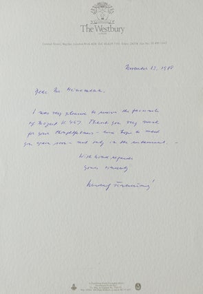 Item #218266 Autograph Letter signed to James Heinemann. Rudolf Firkusny