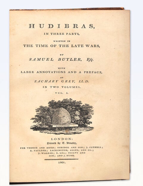 Hudibras, in three parts, written in the Time of the Late Wars...with Annotations and a Preface, by Zachary Gray