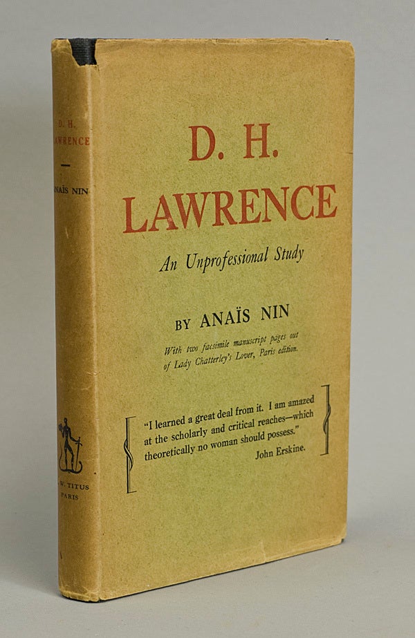 Item #220209 D.H. Lawrence. An Unprofessional Study. D. H Lawrence, Anaïs Nin.